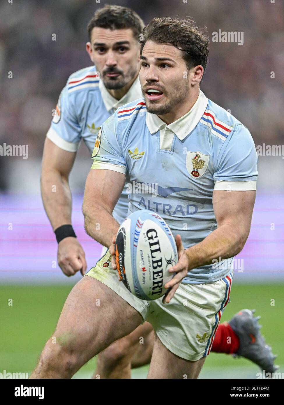 Thomas Ramos And Antoine Dupont During The Rugby Union Six Nations Thomas Ramos And Antoine Dupont During The Rugby Union Six Nations Match France Vs England At The Stade De France Stadium In Saint Denis Near Paris France On March 14 2026 Photo Victor Joly Dppi 3E1FB4M 