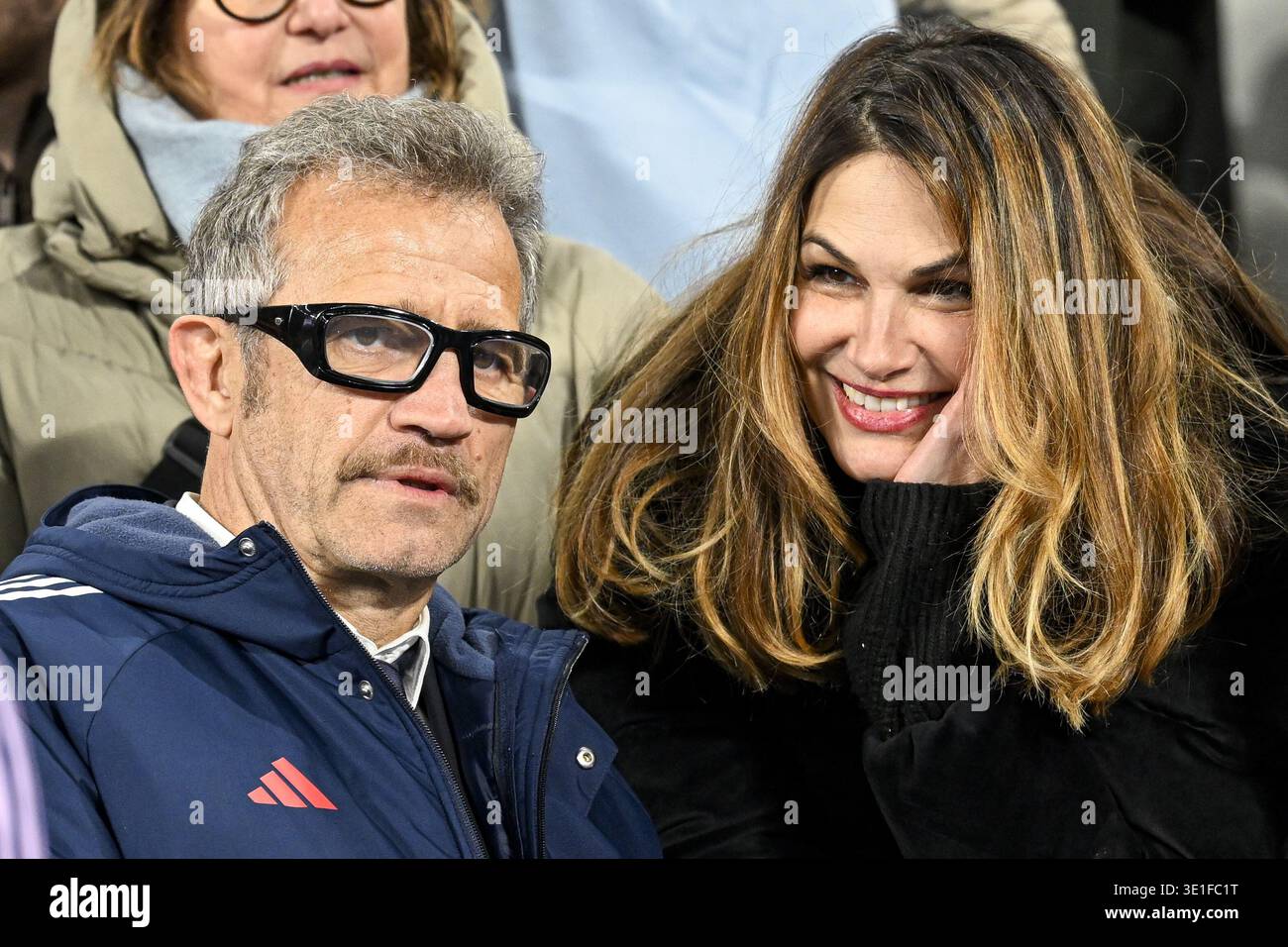 Helena Noguerra wife of Fabien Galthie during the rugby union Six ...