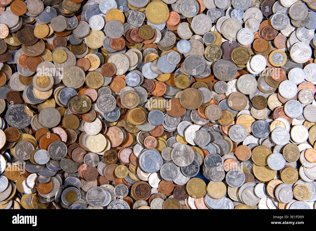 Coins background with scattered world coins. Coins background for ...