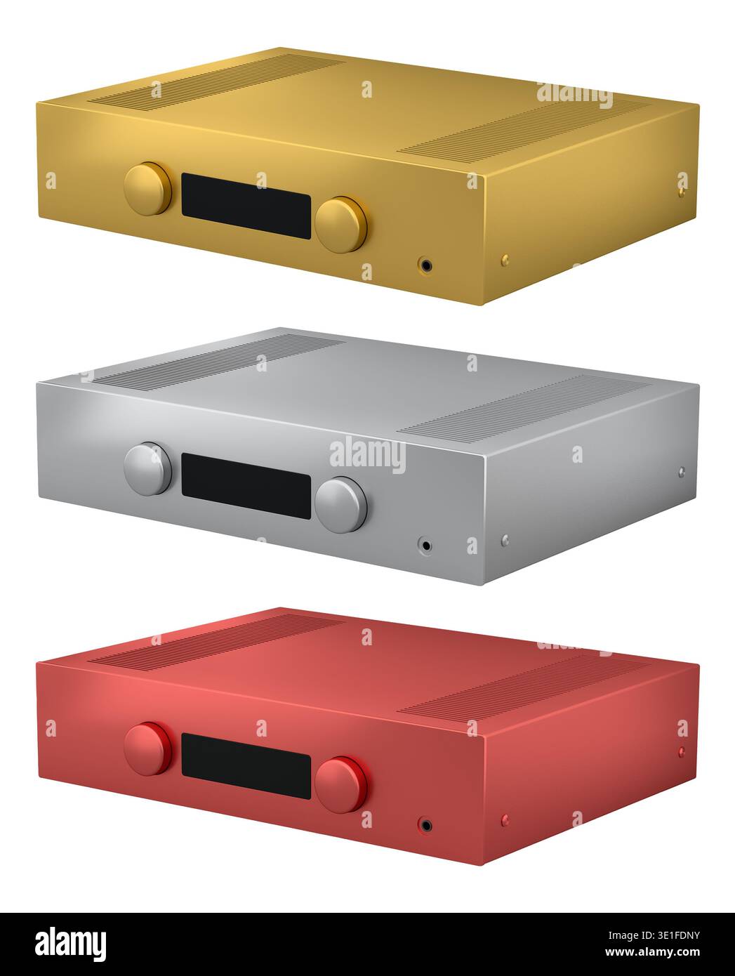 Set of colorful audio amplifiers with minimalistic design isolated on ...