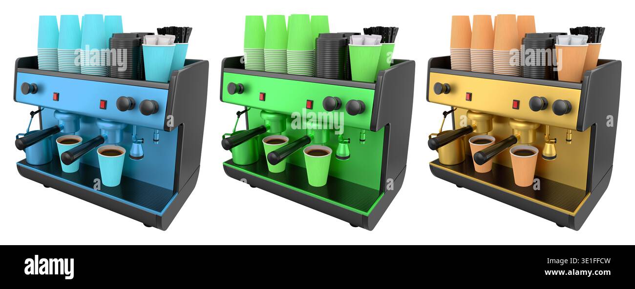 Set modern espresso coffee machines with disposable and ceramic coffee ...