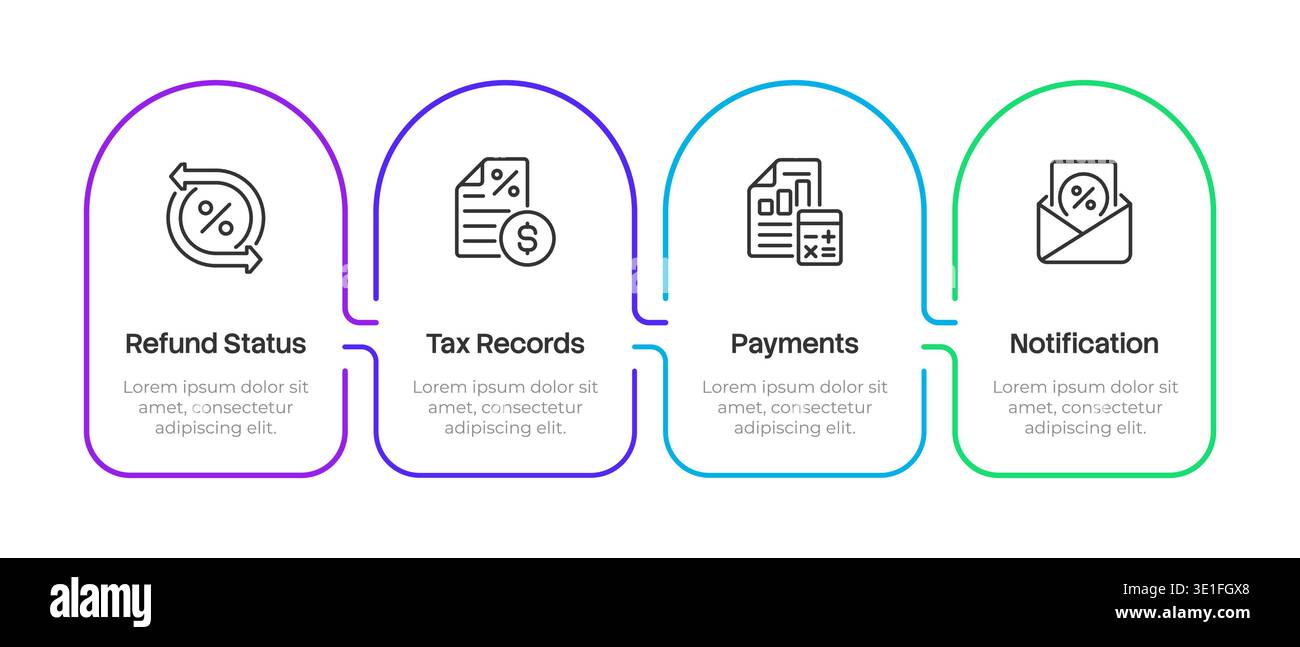 Tax administration infographic 4 steps Stock Vector