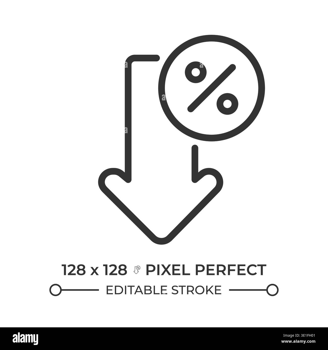 Low rate pixel perfect line icon Stock Vector