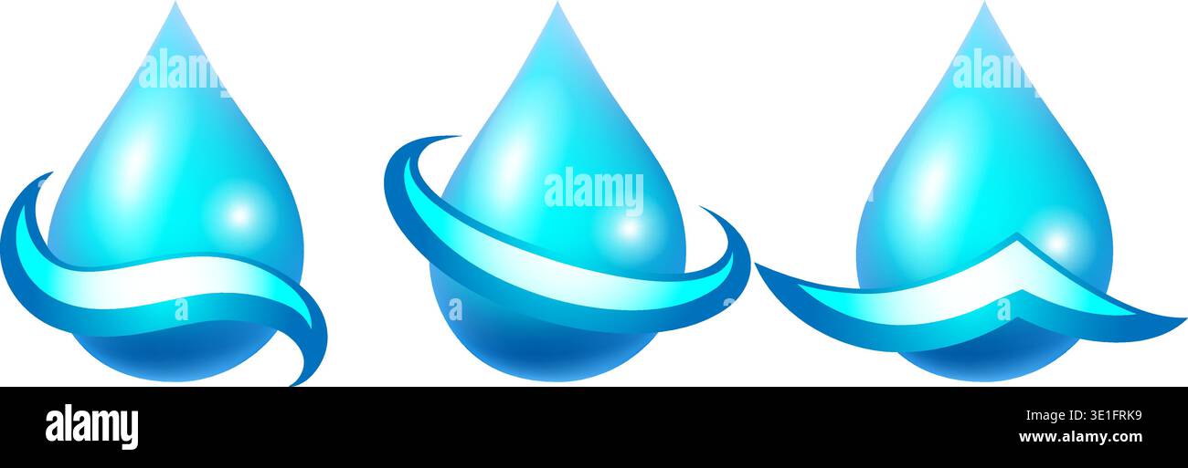 Water blue drop icons Stock Vector