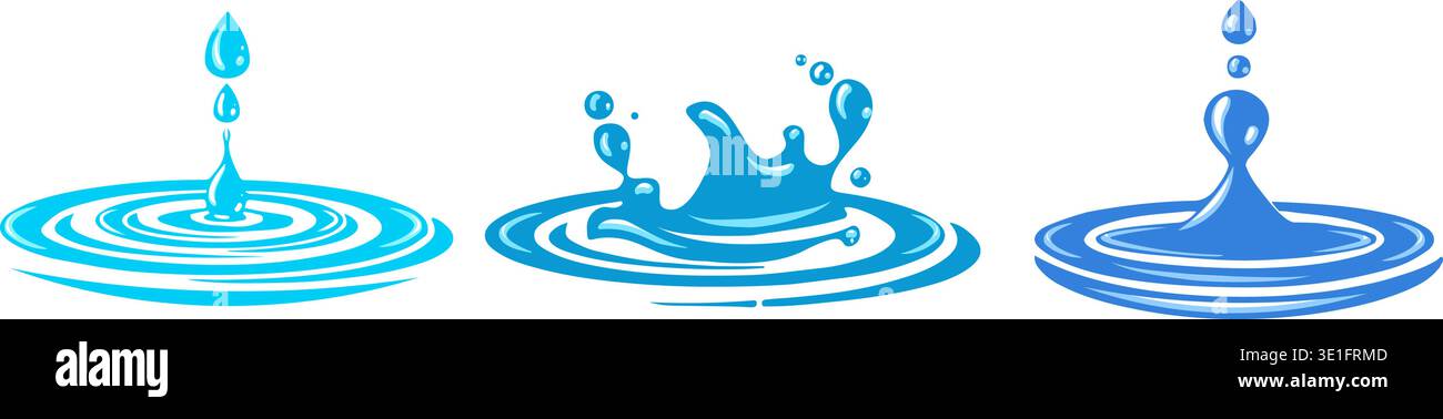 Water drop wavy splash effects Stock Vector