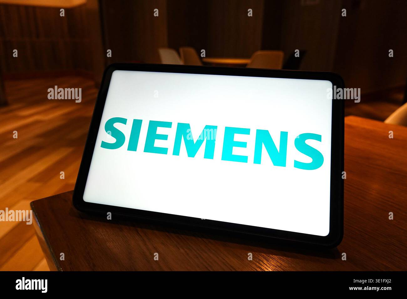 China. 14th Mar, 2026. In this photo illustration, the Siemens logo is ...