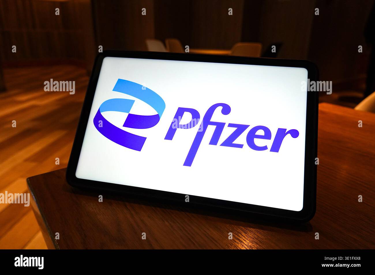 China. 14th Mar, 2026. In this photo illustration, the Pfizer logo is ...