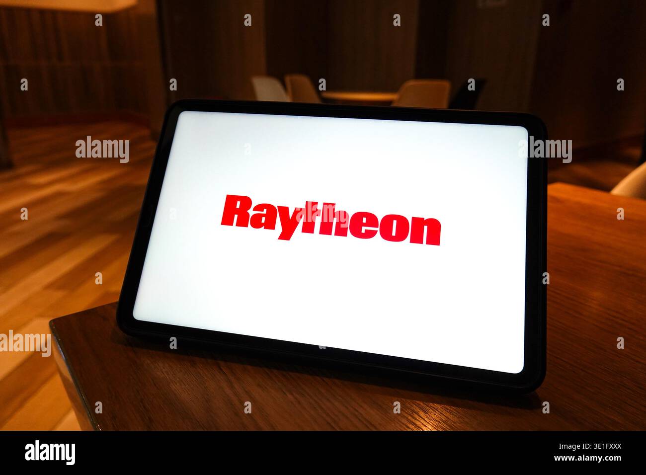 China. 14th Mar, 2026. In this photo illustration, the Raytheon logo is ...