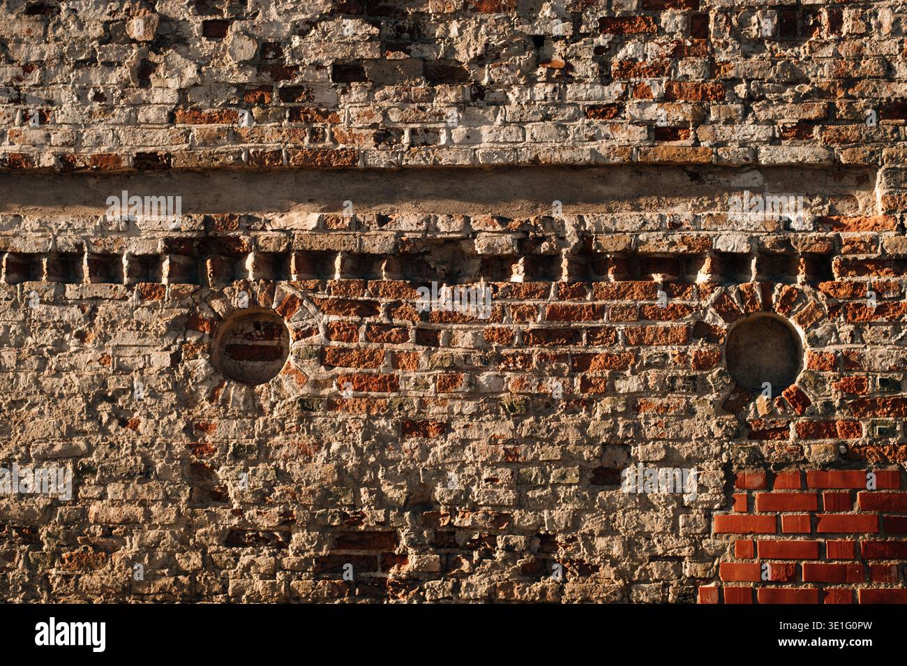 old clinker brick masonry, stone wall background Stock Photo