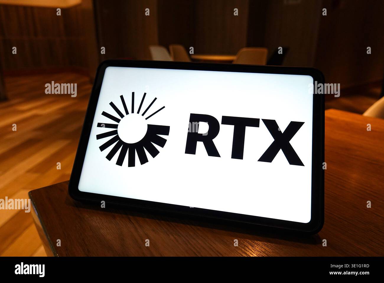 Rtx Tablet In this photo illustration, the RTX logo is displayed on the screen of ...