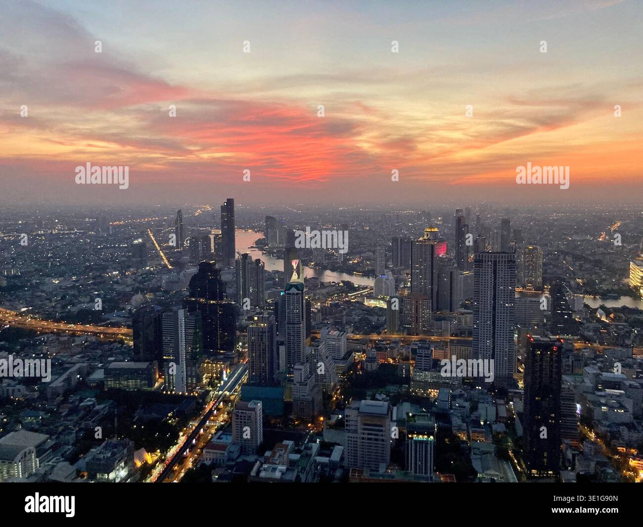 04 December 2021, Thailand, Bangkok: The view over Bangkok from the ...