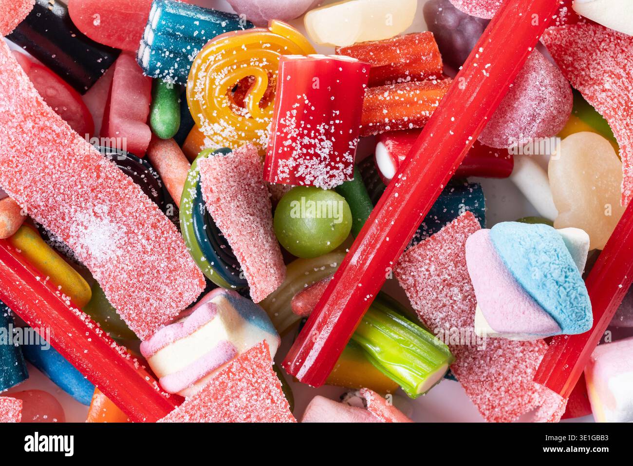 Assorted colorful candies background Stock Photo