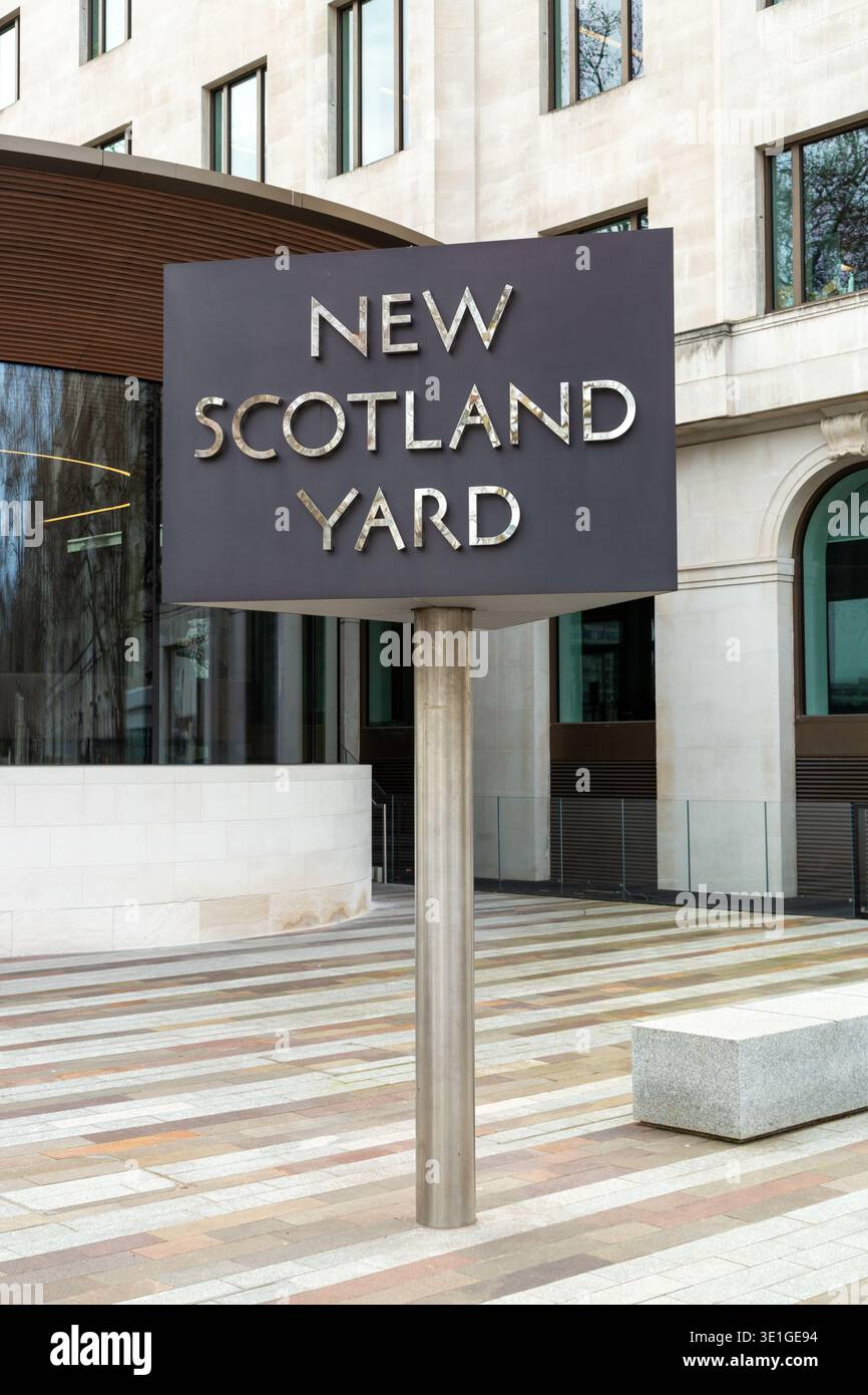 The iconic rotating sign located outside New Scotland Yard in London ...