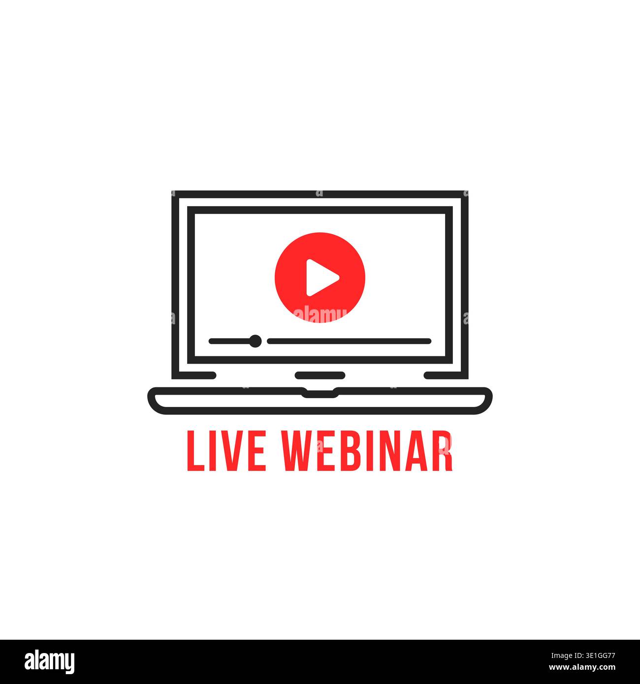 live webinar icon with black thin line laptop Stock Vector