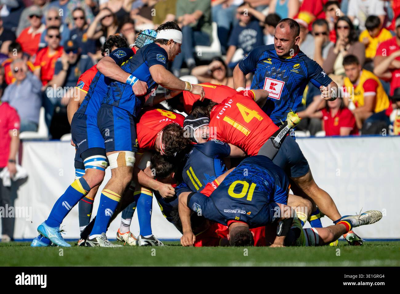 Leganes, Madrid, Spain. 15 March 2026. Spanish and Romanian players ...