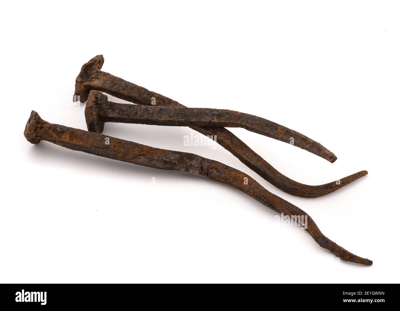 old  rusty nails isolated on white background Stock Photo