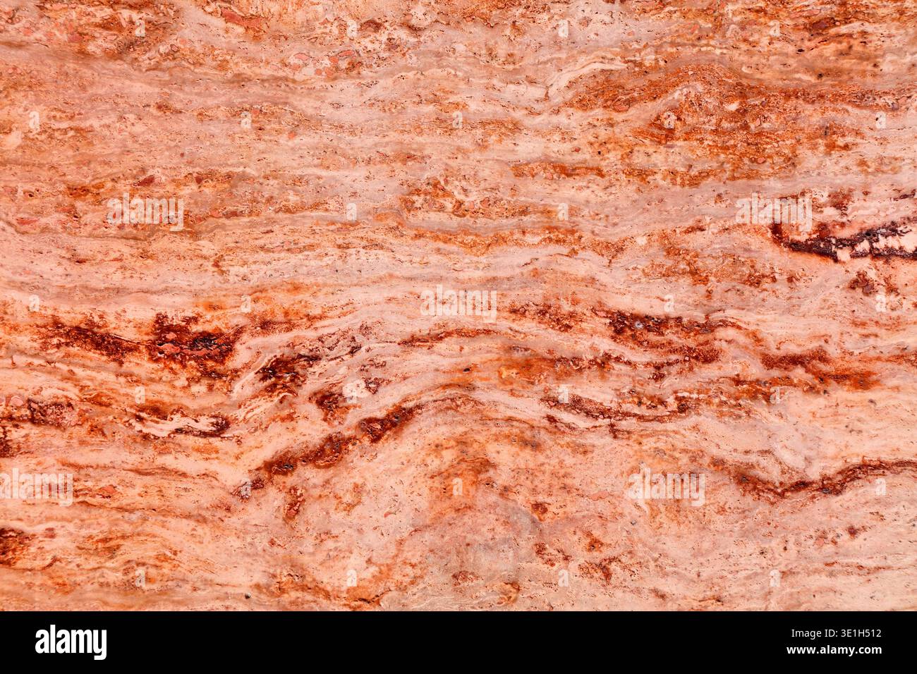 Travertine  texture background. Red travertine limestone natural stone surface backdrop. Stock Photo