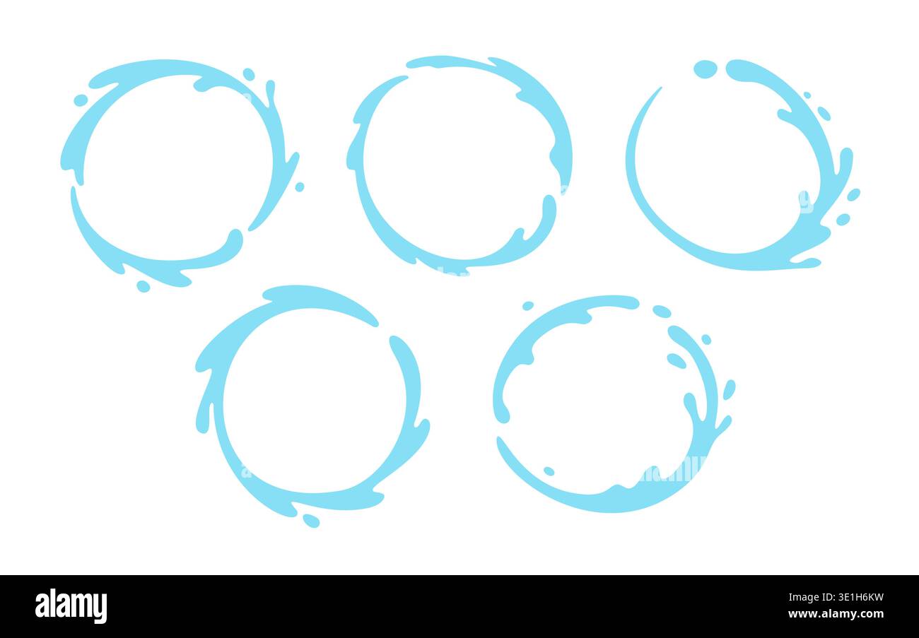 Vector water splash circle logo icon. Round water splash flat frame liquid abstract background design. Stock Vector