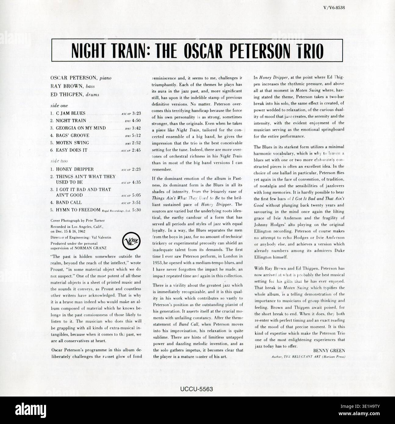 CD: The Oscar Peterson Trio ‎– Night Train. (UCCU-5563), Promo. Released: June 29, 2016. Stock Photo