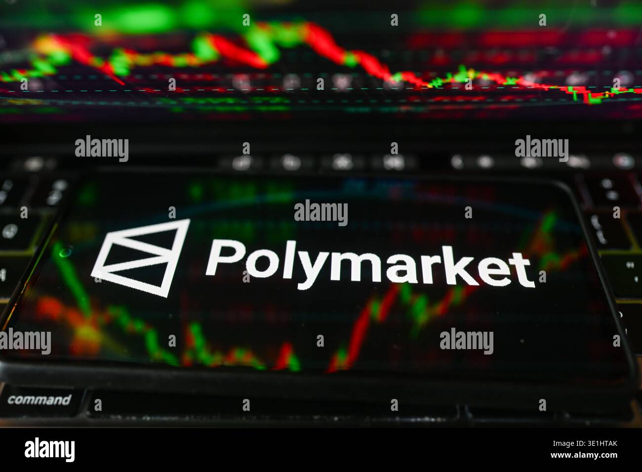 In this photo illustration, the Polymarket logo is displayed on a ...