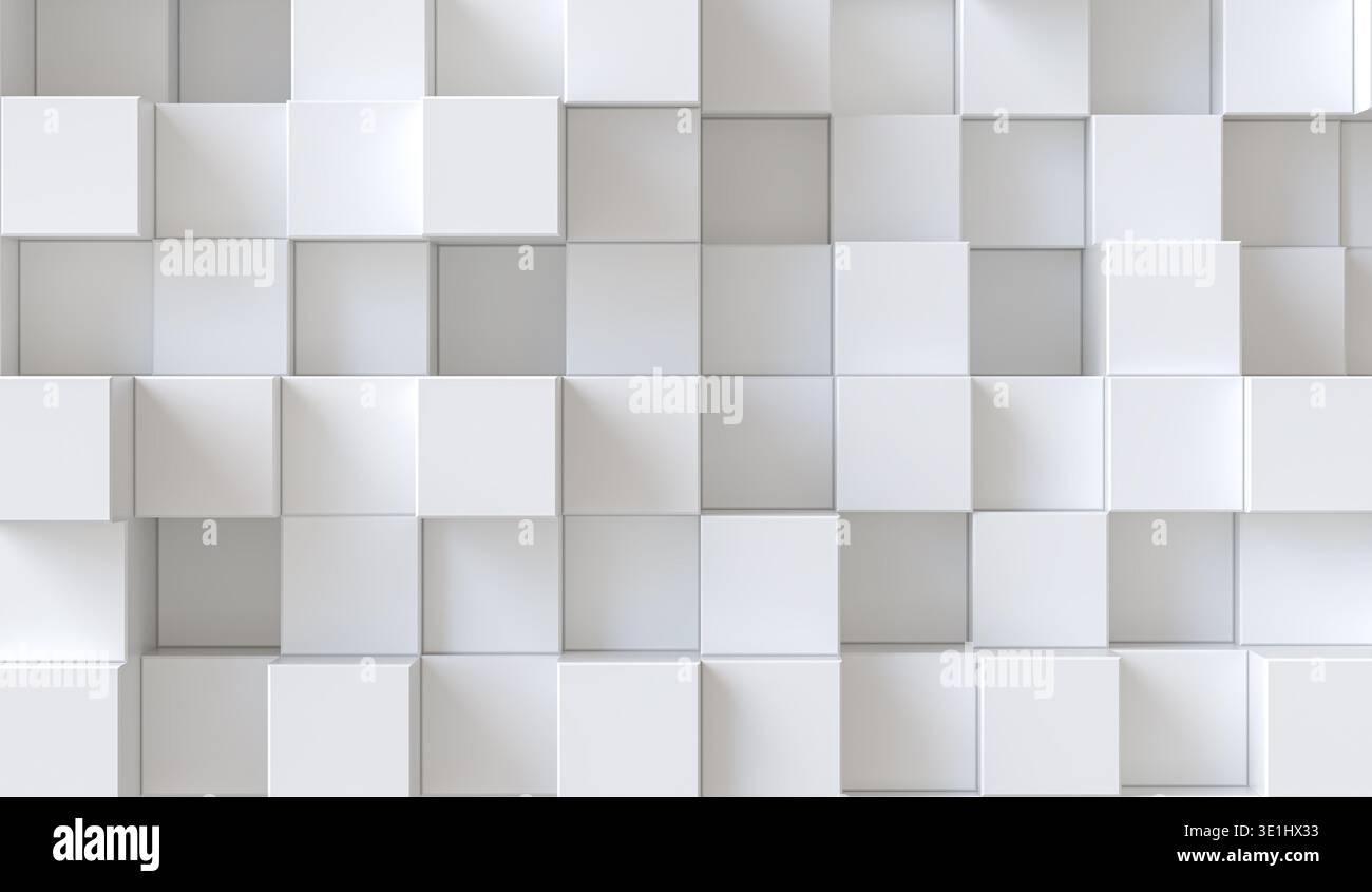 White cubes abstract 3d geometric background Stock Photo
