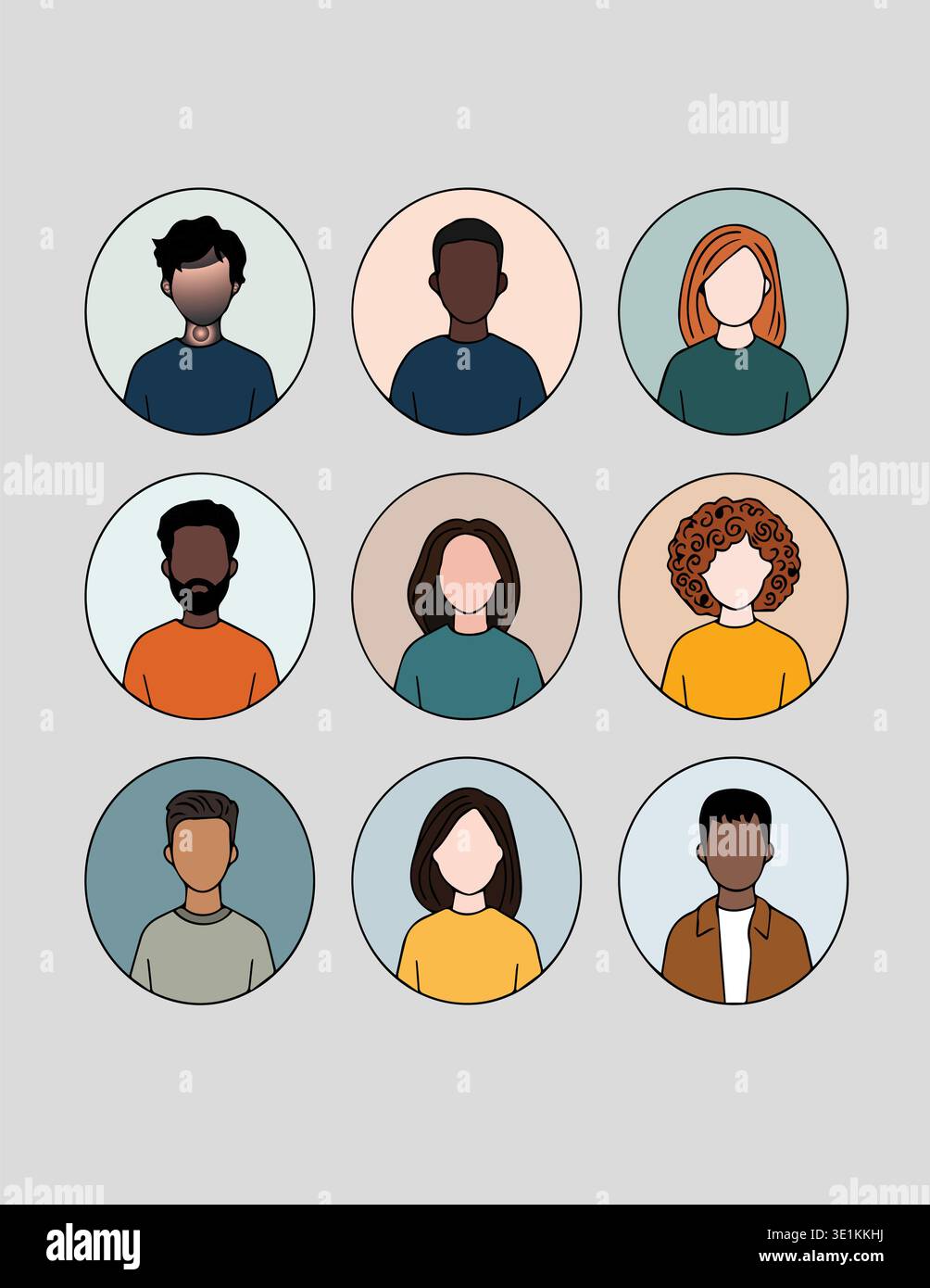Set of Diverse Faceless Avatars and Profile Illustrations for Teams ...
