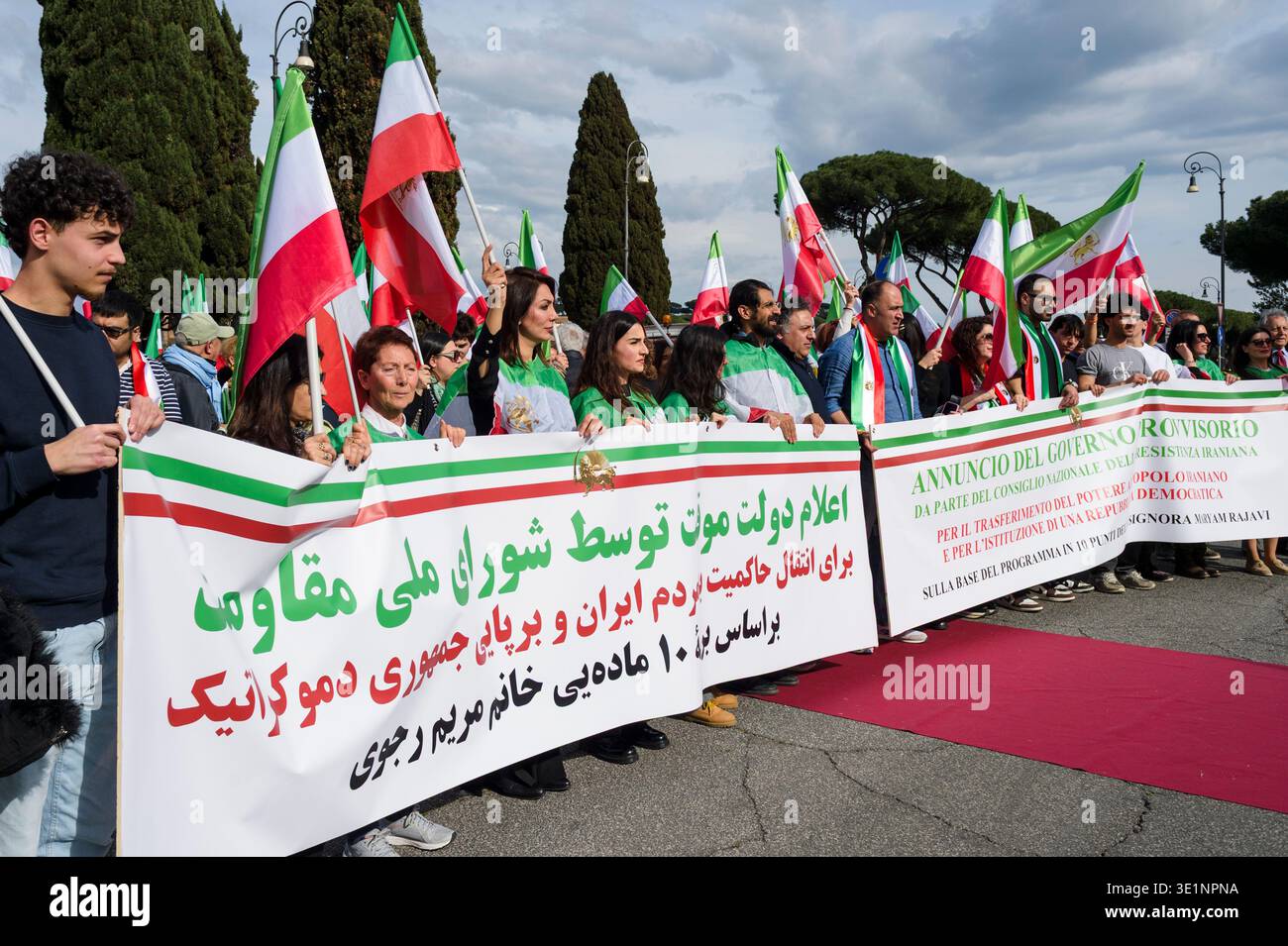 Rome, Italy. 15th Mar, 2026. Demonstration by members of the Iranian ...