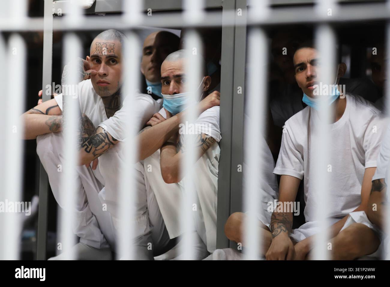 FILE - Prisoners sit in their cell at the mega prison known as ...