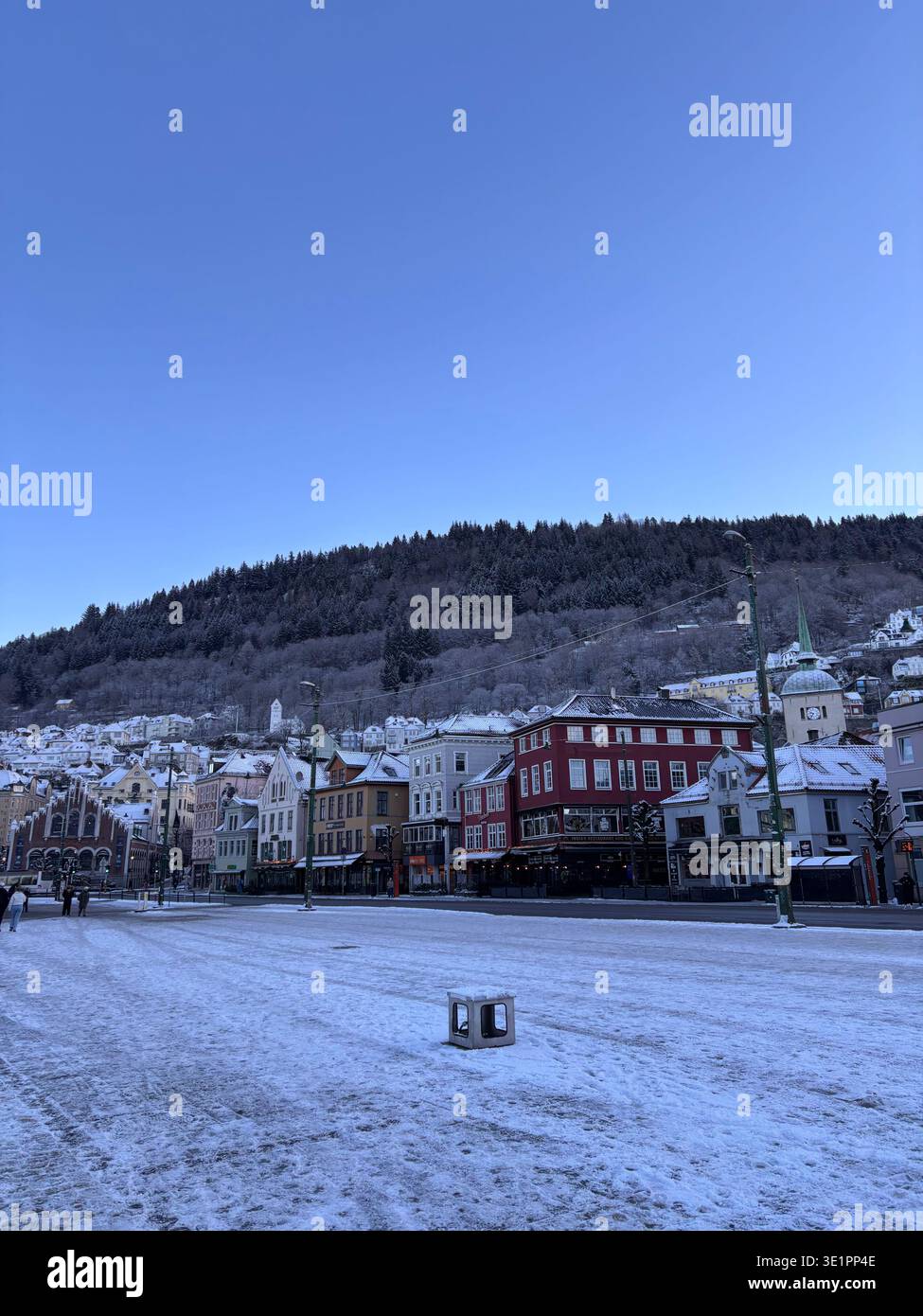 Snowy day in Bergen - Smartphone Captured Stock Image