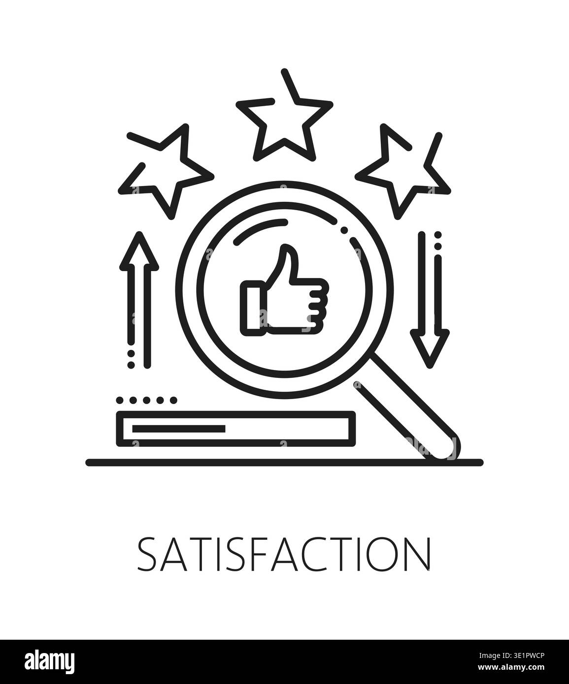 Product quality satisfaction inspection line icon or label. Product ...