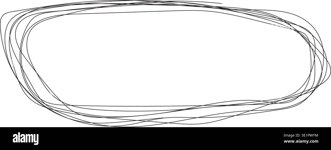 Rectangle frame with rounded corners and scribble lines Stock Vector