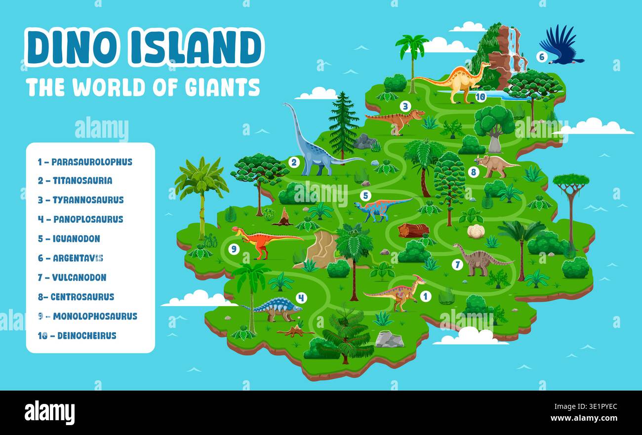 island dino park map, archeology museum exposition. Prehistoric ...