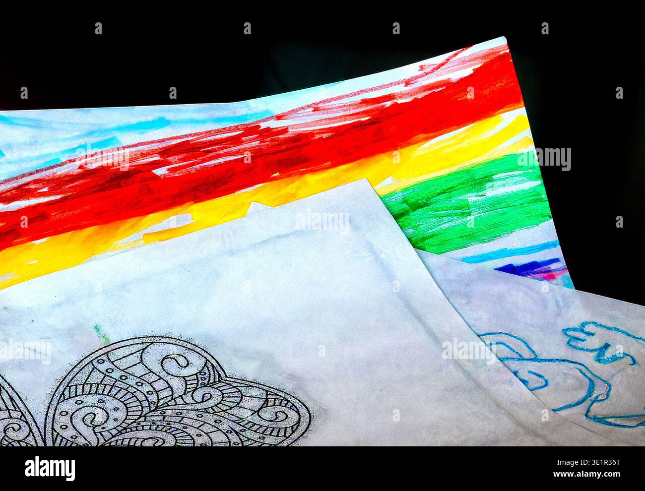 A view of mixed media artwork Stock Photo