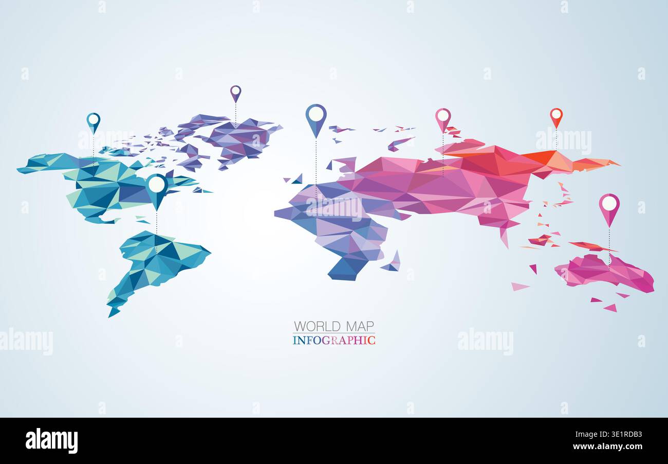 polygon world map element for infographic or decoration Stock Vector