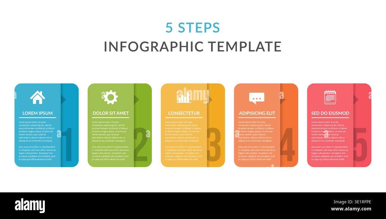 Five infographic elements with numbers, icons and place for your text, workflow, process chart, steps or options, vector eps10 illustration Stock Vector