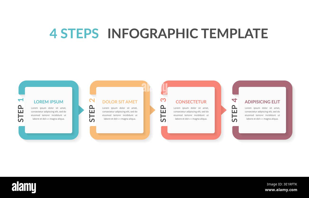 Infographic template with four elements with numbers and place for your text, workflow, process chart, steps or options, vector eps10 illustration Stock Vector