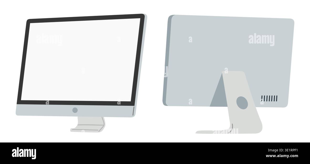 Two modern monitors stand side by side.  Stock Vector