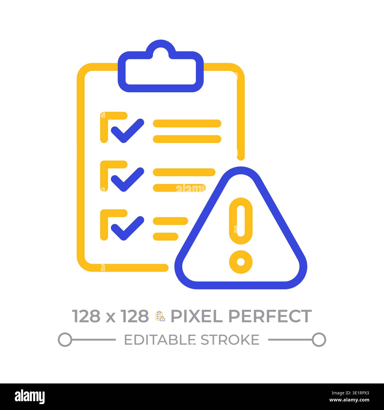 Risk assessment pixel perfect two color line icon Stock Vector