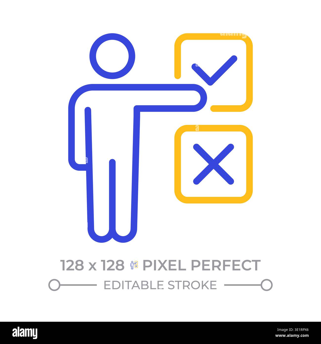 Customer decision making pixel perfect two color line icon Stock Vector