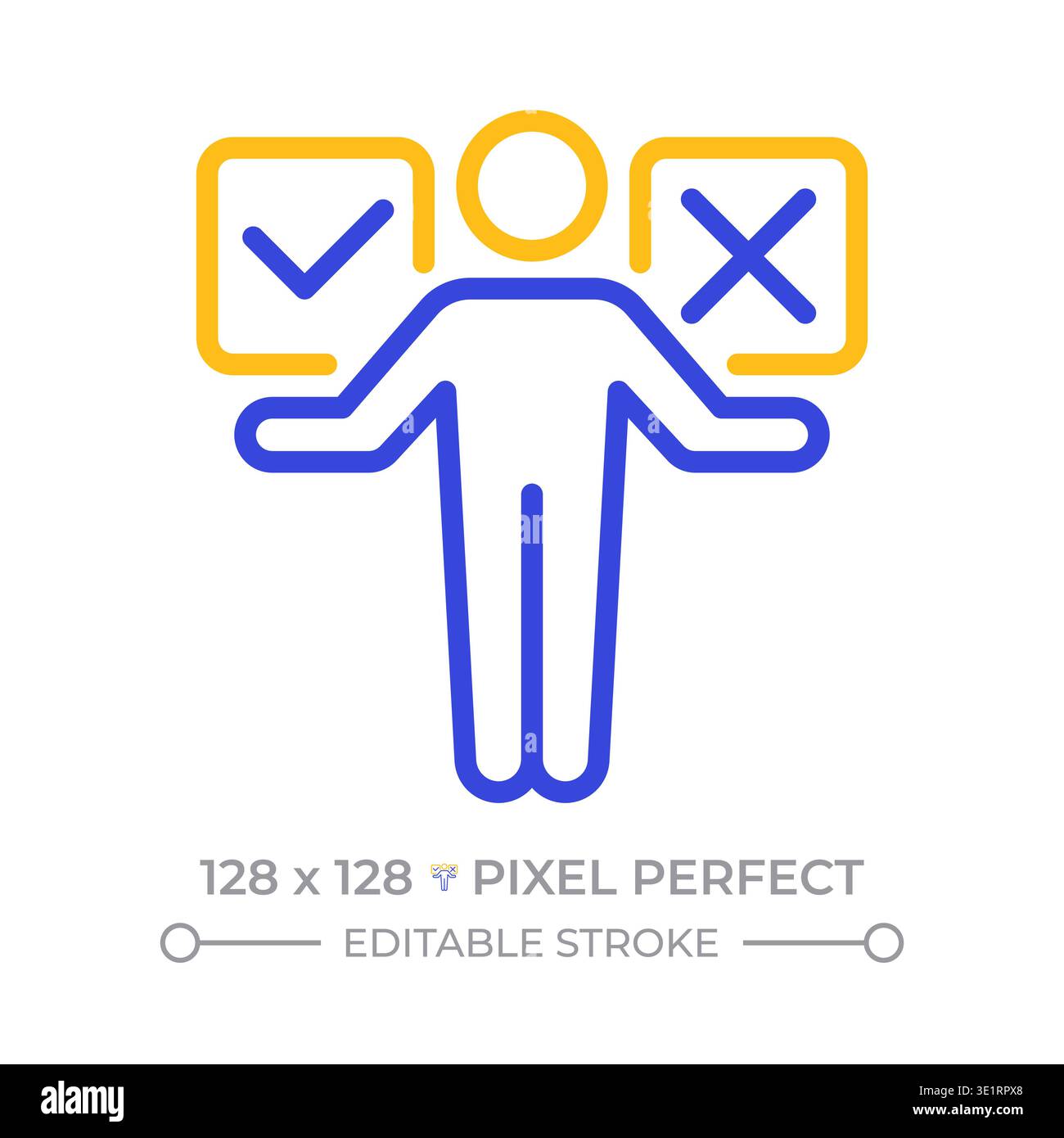 Problem solving skills pixel perfect two color line icon Stock Vector