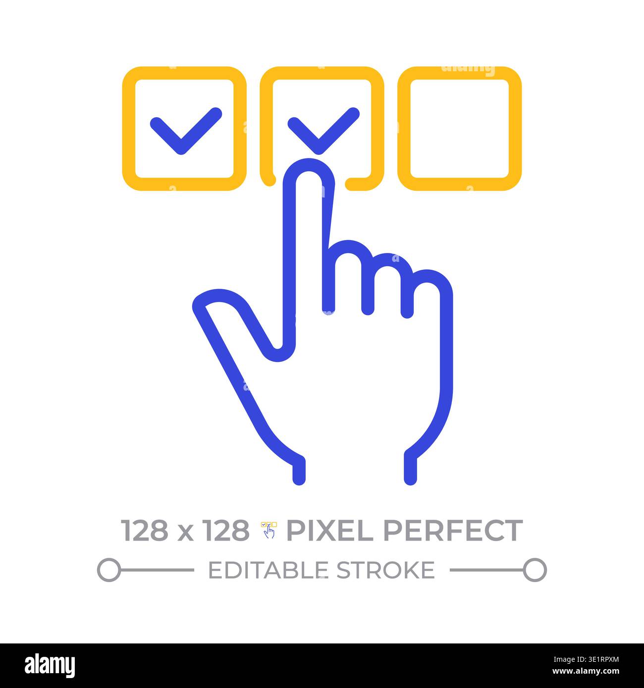 Multiple choice pixel perfect two color line icon Stock Vector