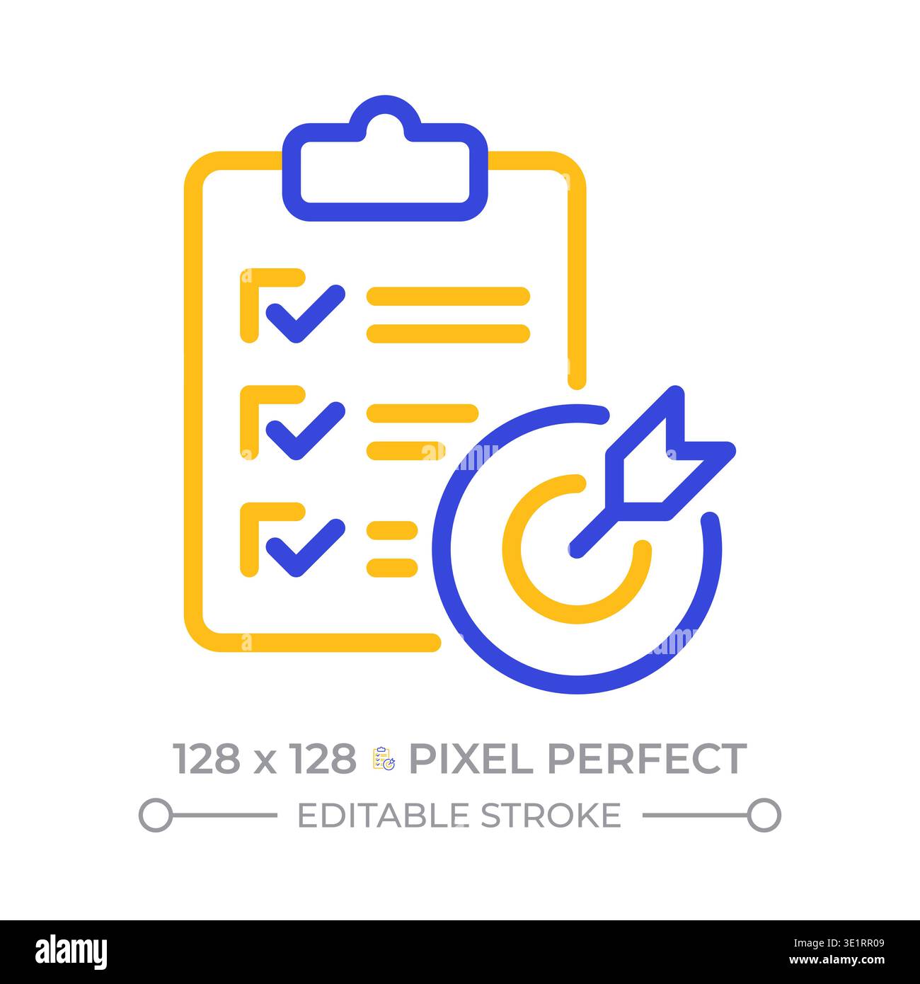 Survey evaluation pixel perfect two color line icon Stock Vector