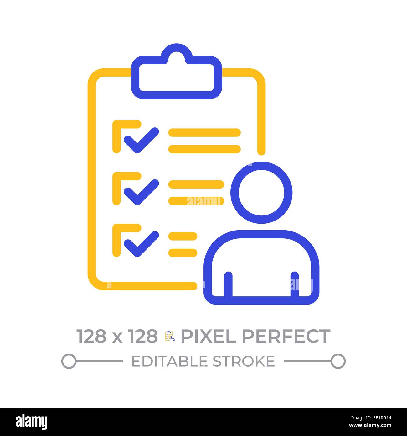 Respondent profile pixel perfect two color line icon Stock Vector