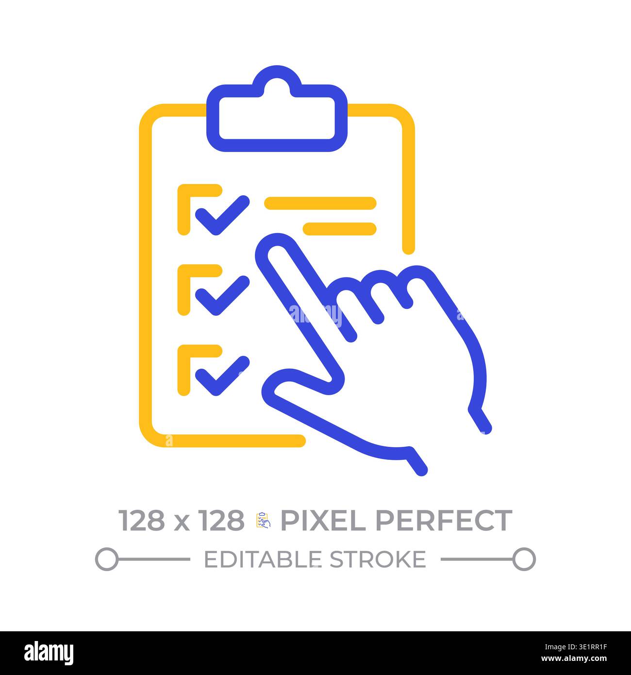 Survey checklist pixel perfect two color line icon Stock Vector