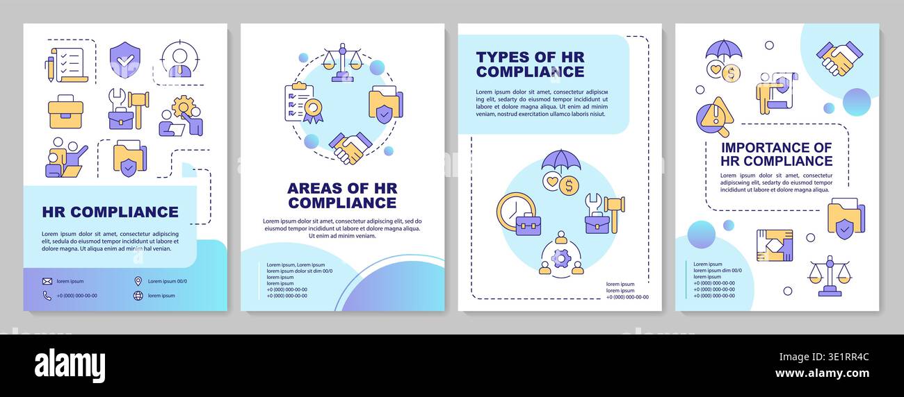 Hr compliance blue gradient brochure layout Stock Vector