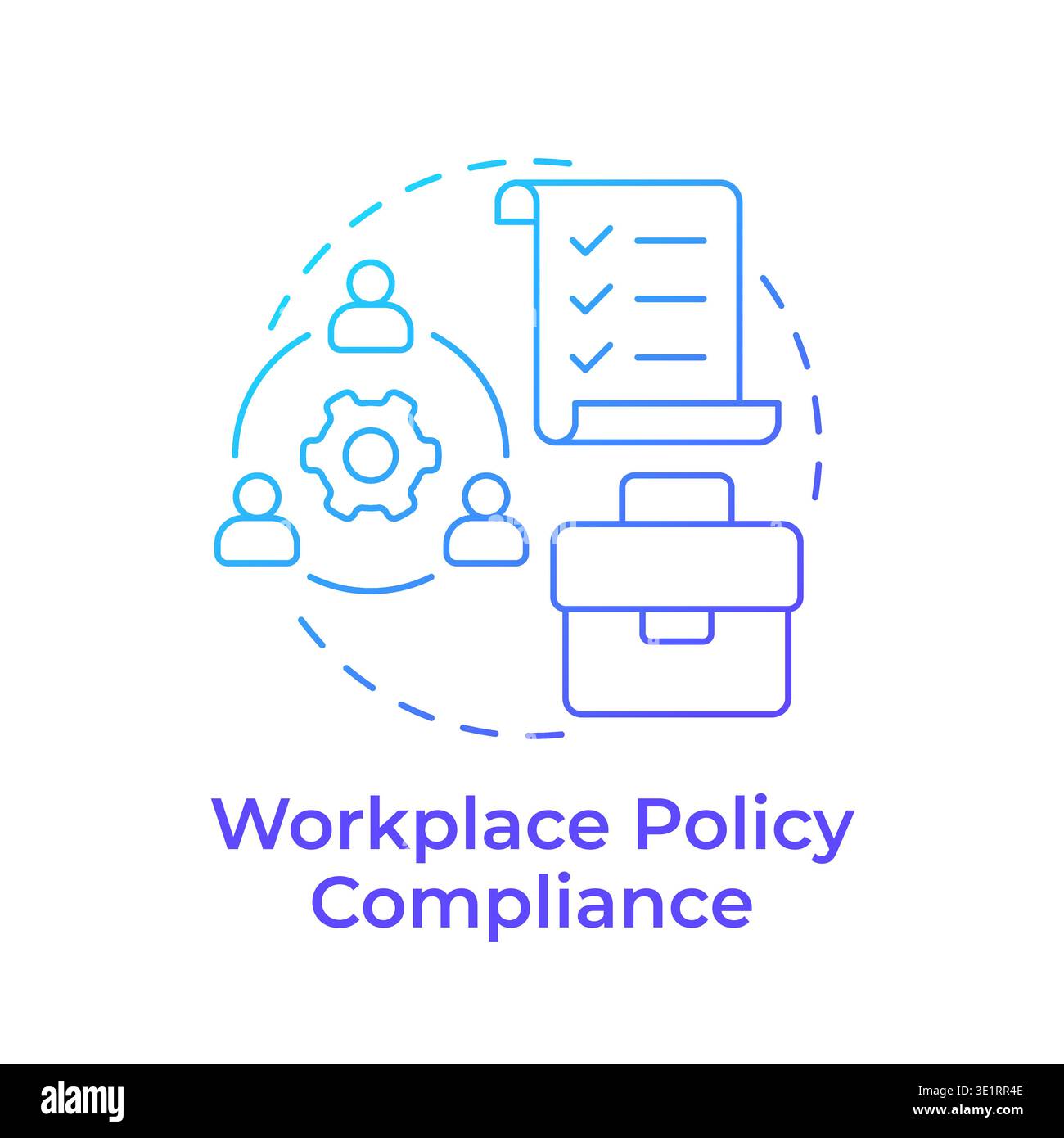 Workplace policy compliance blue gradient concept icon Stock Vector