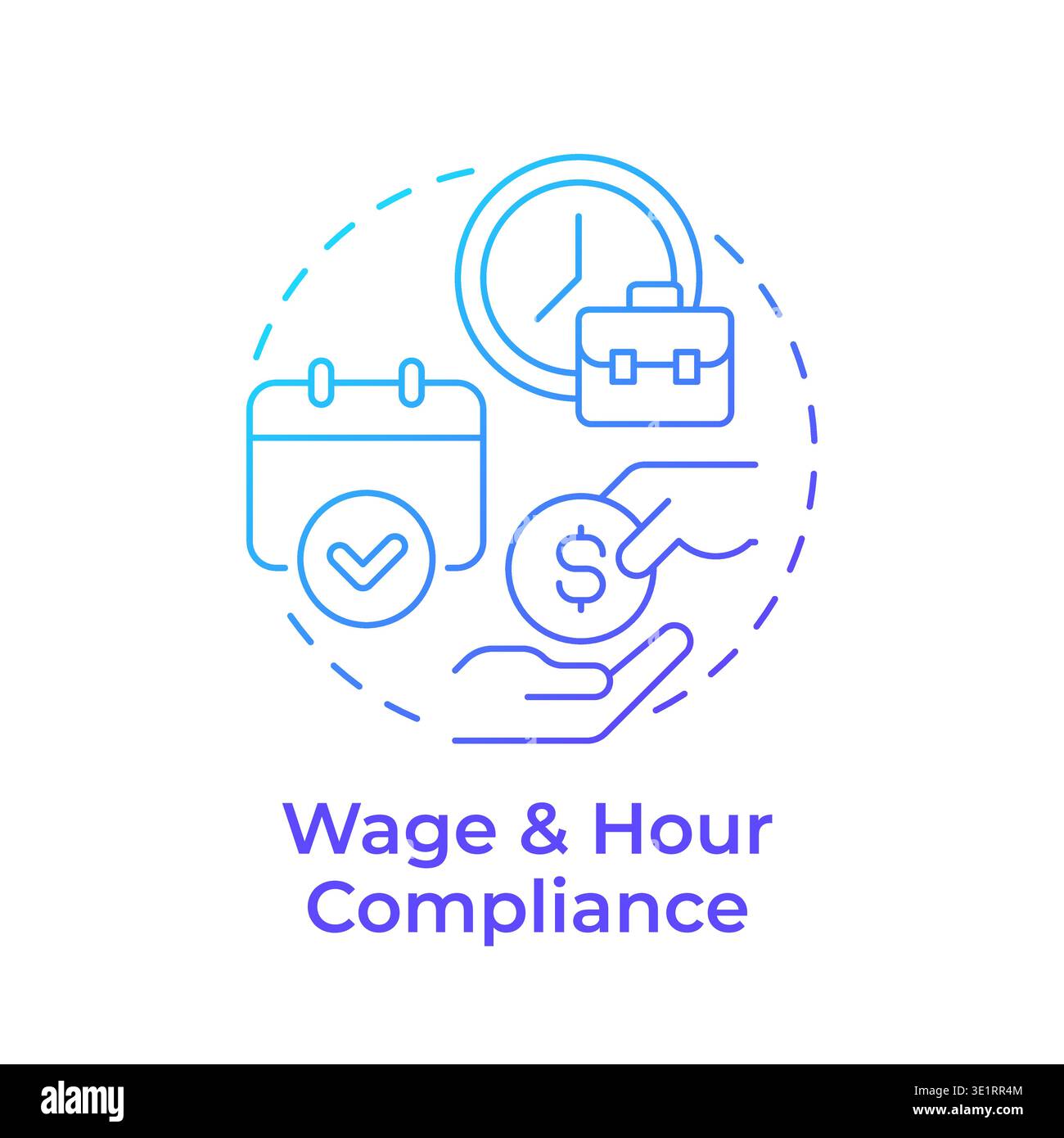 Wage and hour compliance blue gradient concept icon Stock Vector