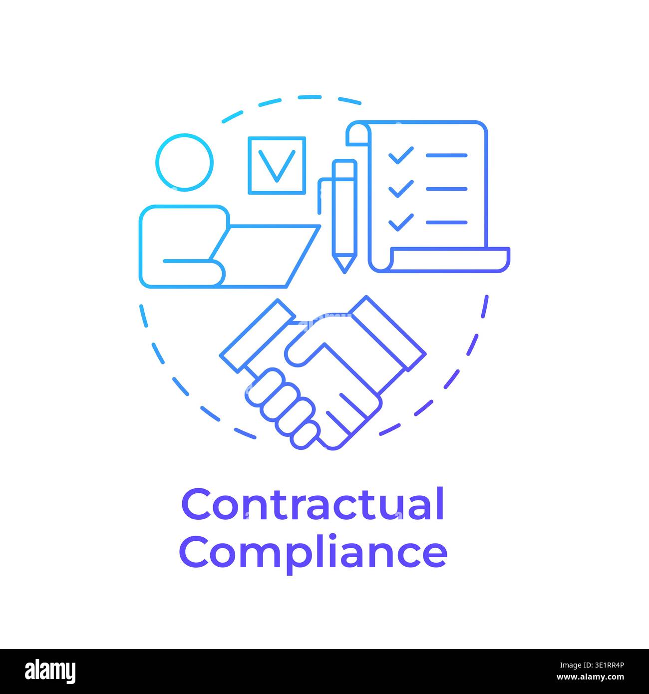 Contractual compliance blue gradient concept icon Stock Vector