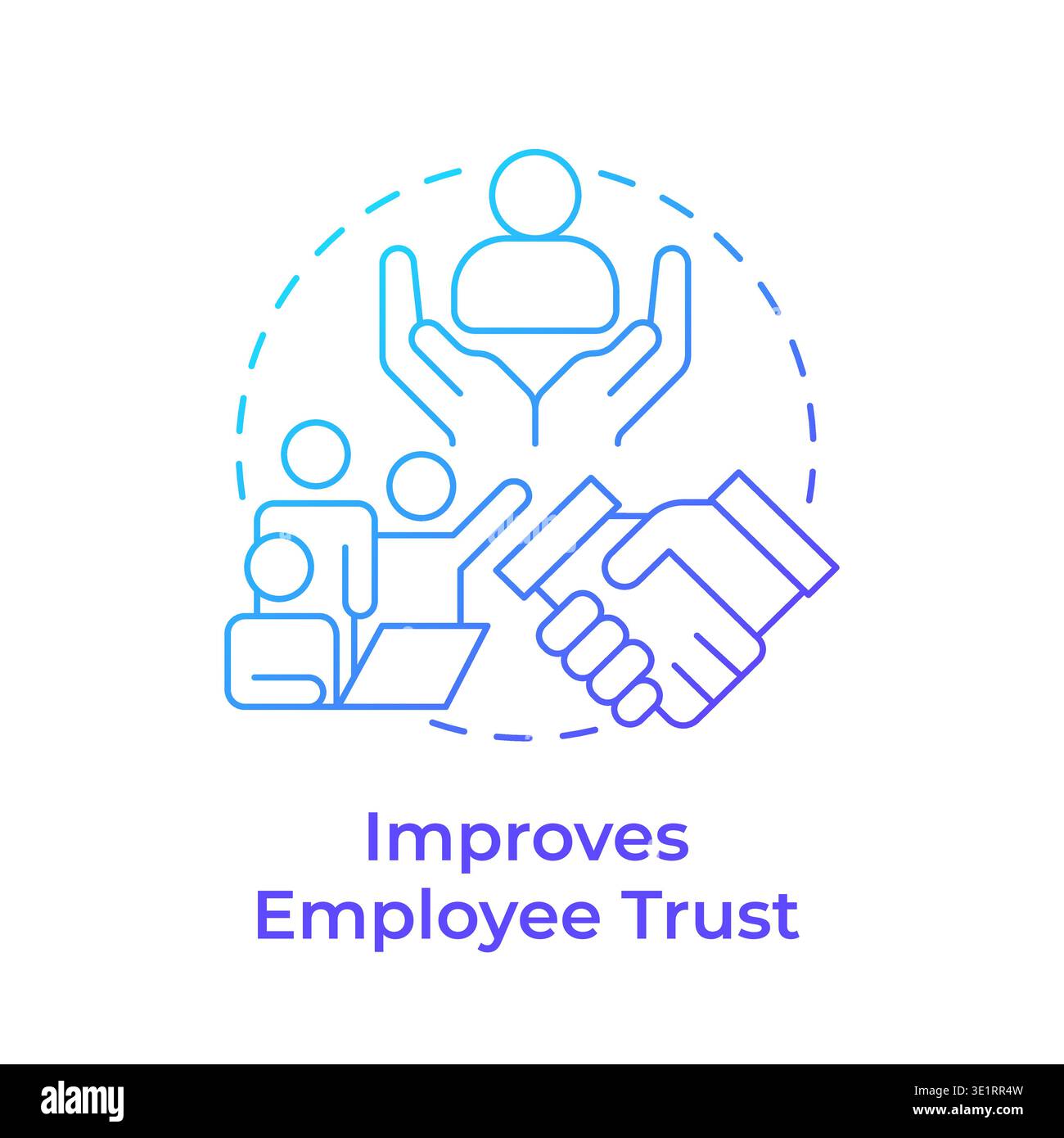 Improves employee trust blue gradient concept icon Stock Vector