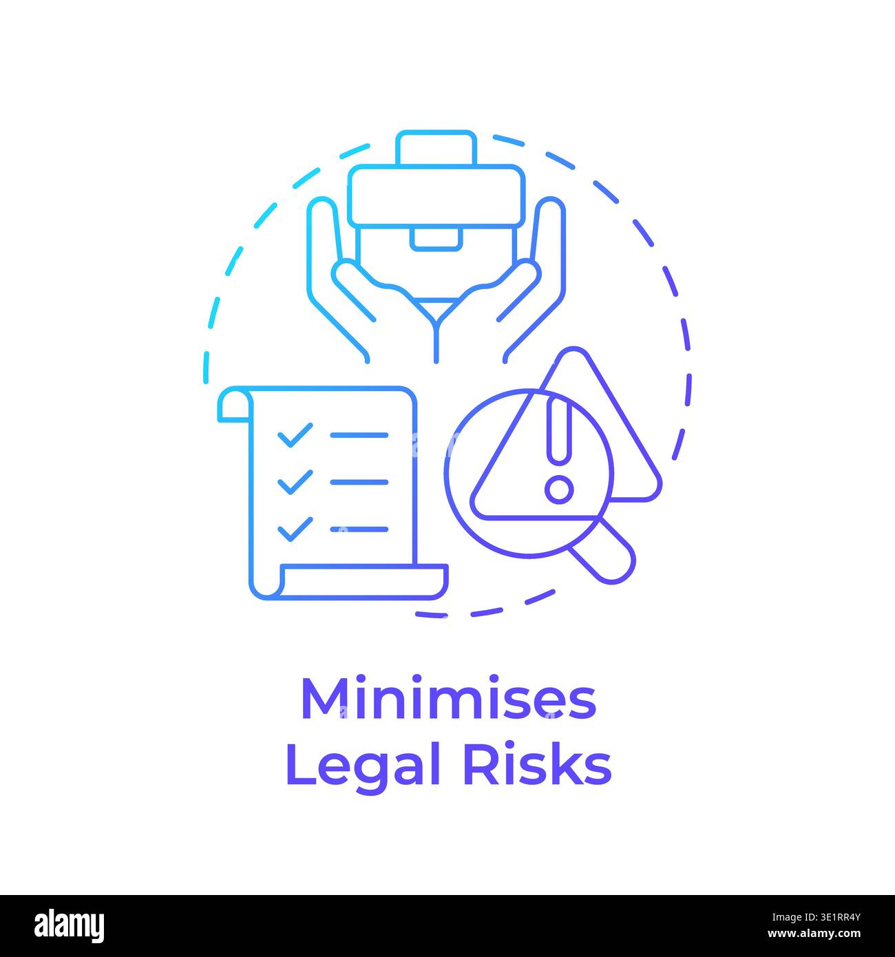 Minimises legal risks blue gradient concept icon Stock Vector